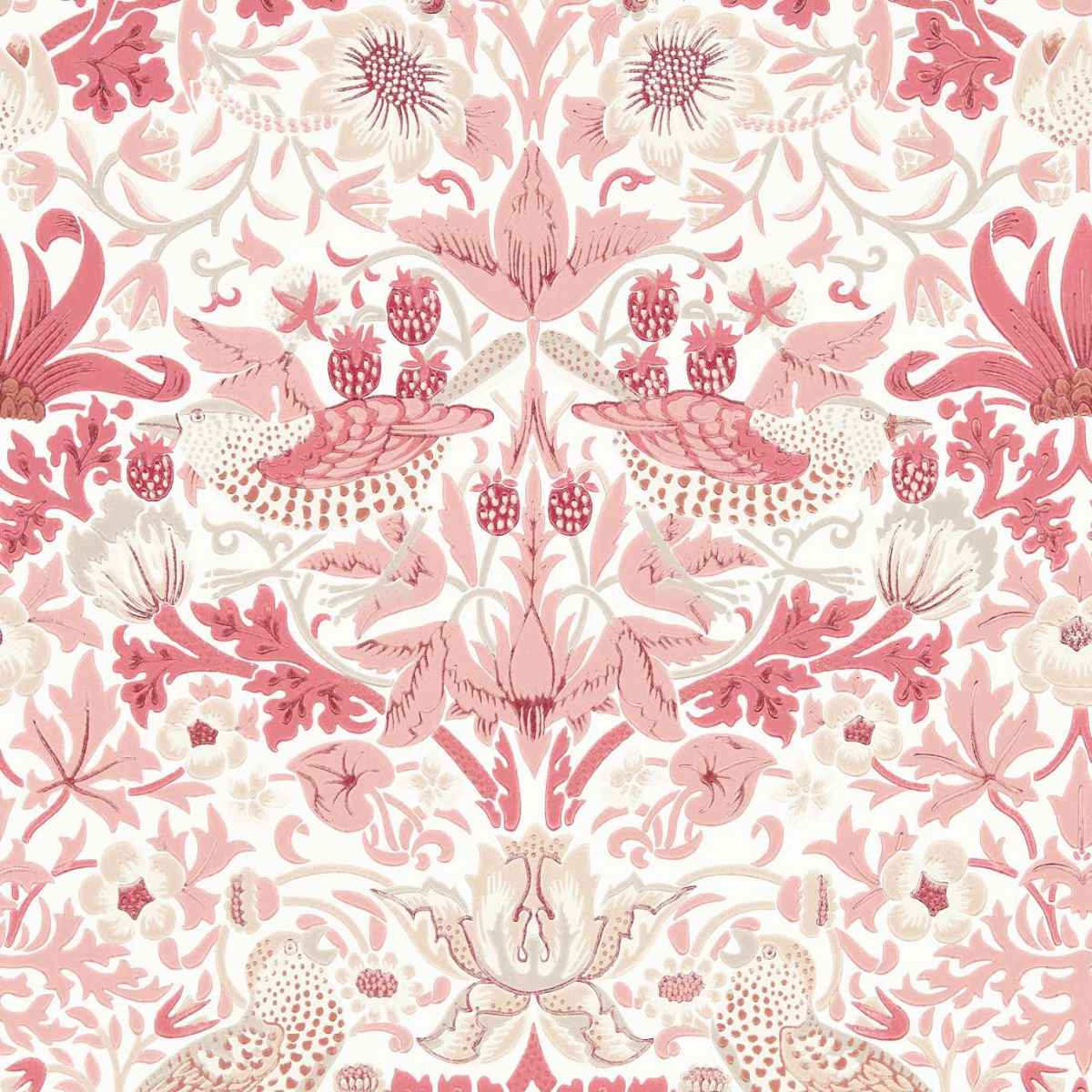 Morris &amp; Co &#39;Simply Strawberry Thief - Madder&#39; Wallpaper