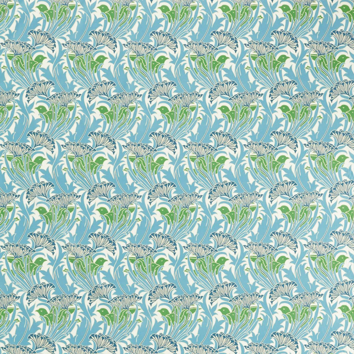 Morris &amp; Co &#39;Laceflower - Garden Green/Lagoon&#39; Fabric