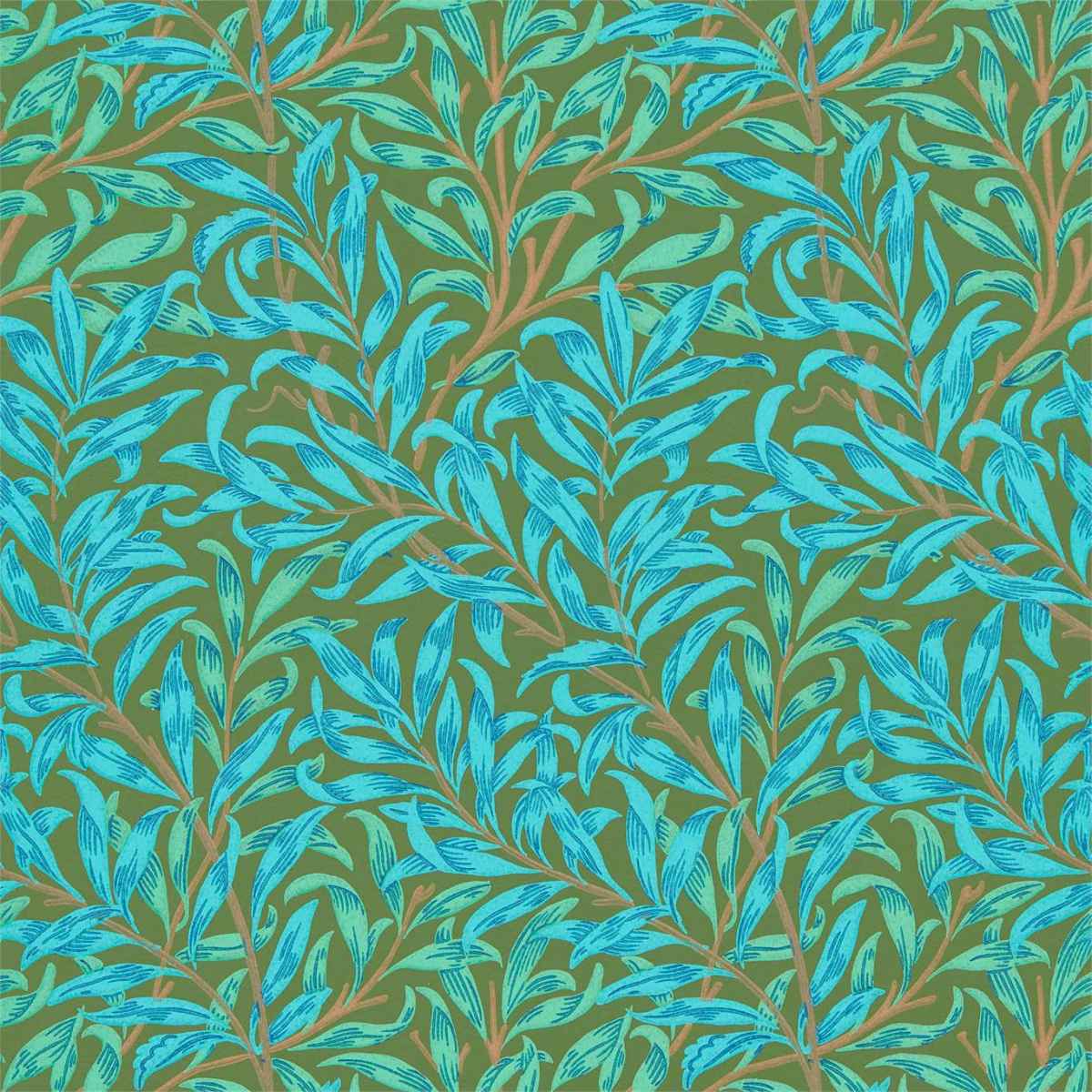 Morris &amp; Co &#39;Willow Boughs - Olive/Turquoise&#39; Wallpaper