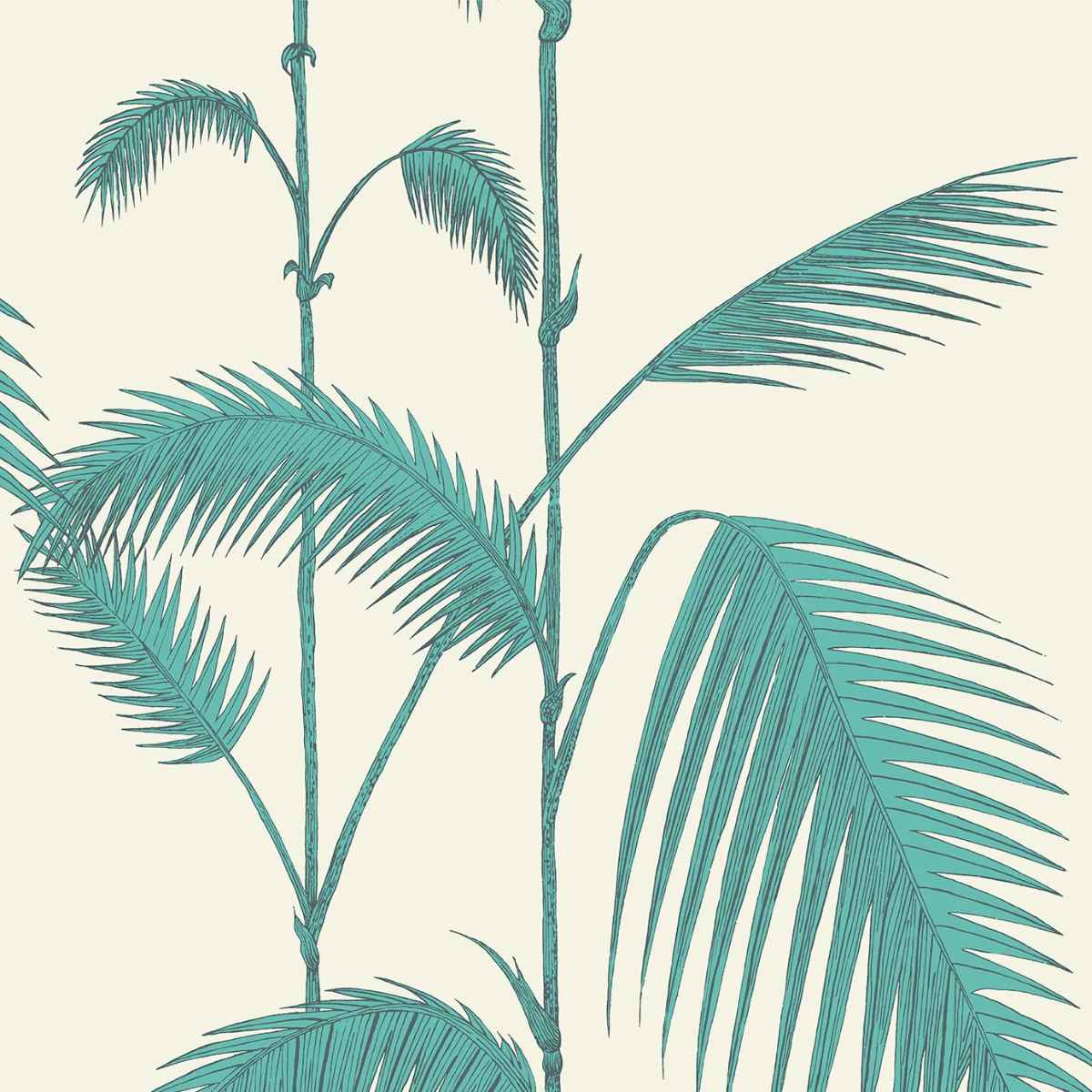 Cole &amp; Son &#39;Palm Leaves - Teal on White&#39; Wallpaper
