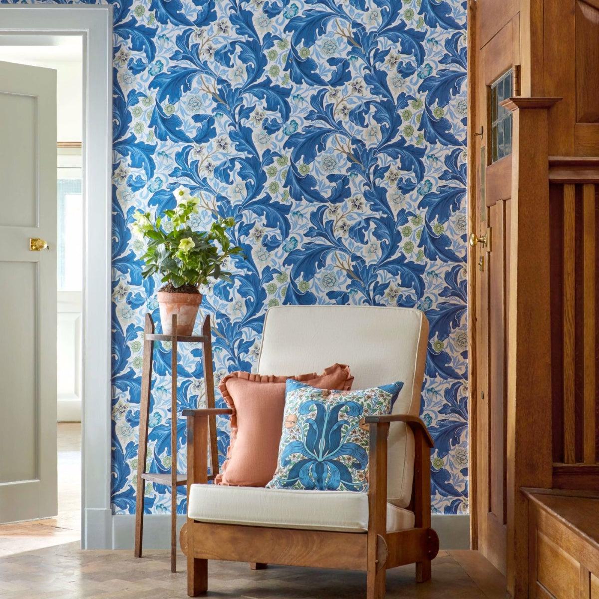 Morris &amp; Co &#39;Leicester - Paradise Blue&#39; Wallpaper