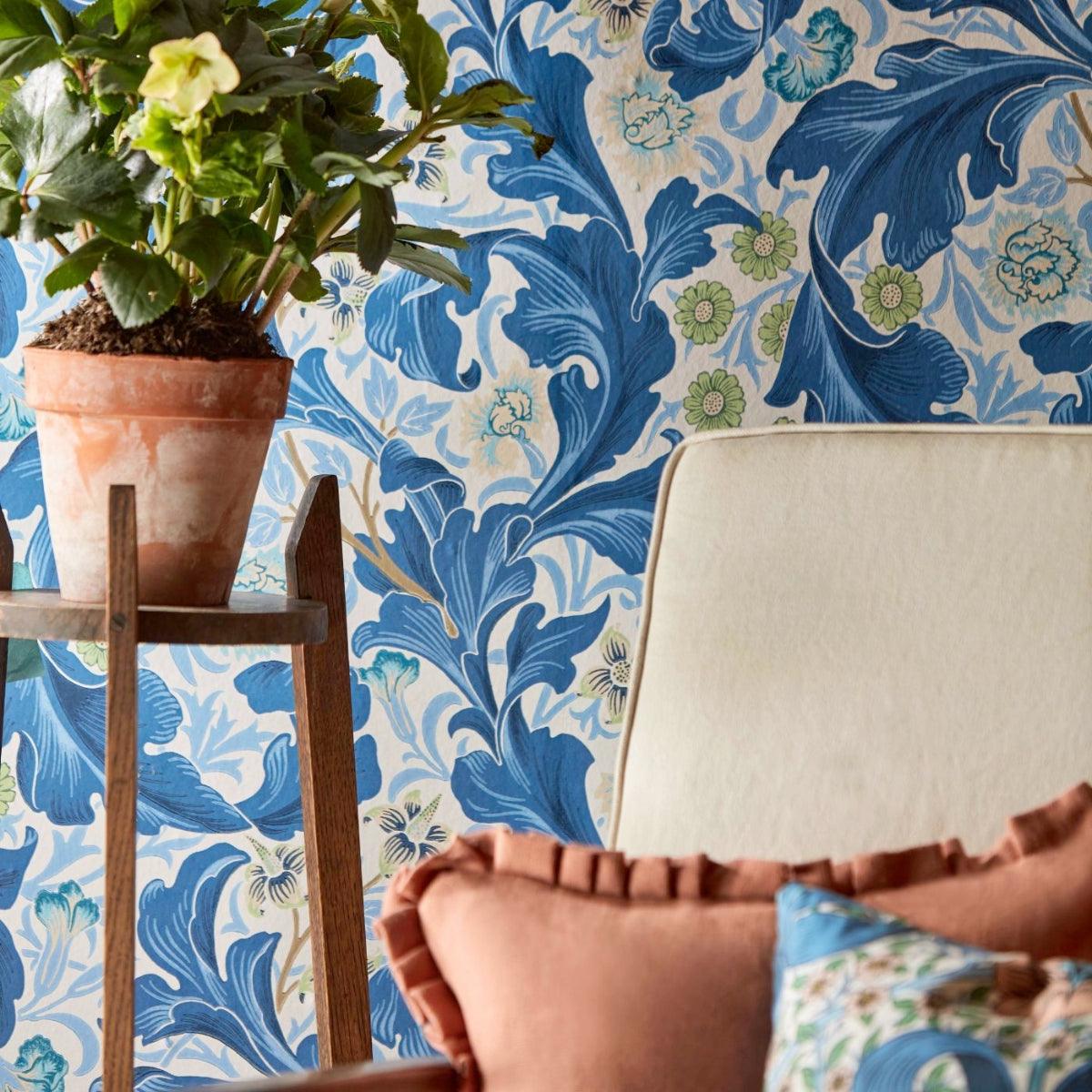 Morris &amp; Co &#39;Leicester - Paradise Blue&#39; Wallpaper