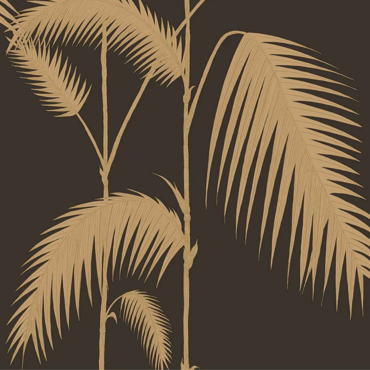 Cole &amp; Son &#39;Palm Leaves - Gold on Charcoal&#39; Wallpaper