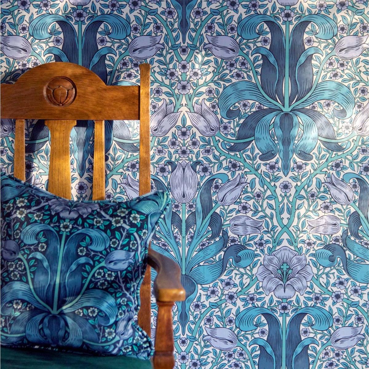 Morris &amp; Co &#39;Spring Thicket - Indigo/Lilac&#39; Wallpaper