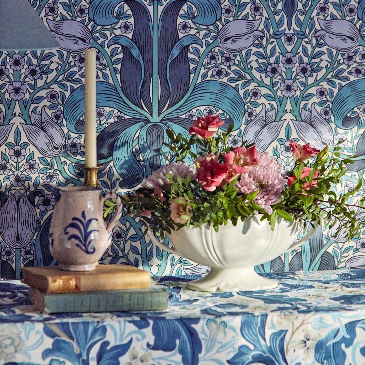 Morris &amp; Co &#39;Spring Thicket - Indigo/Lilac&#39; Wallpaper