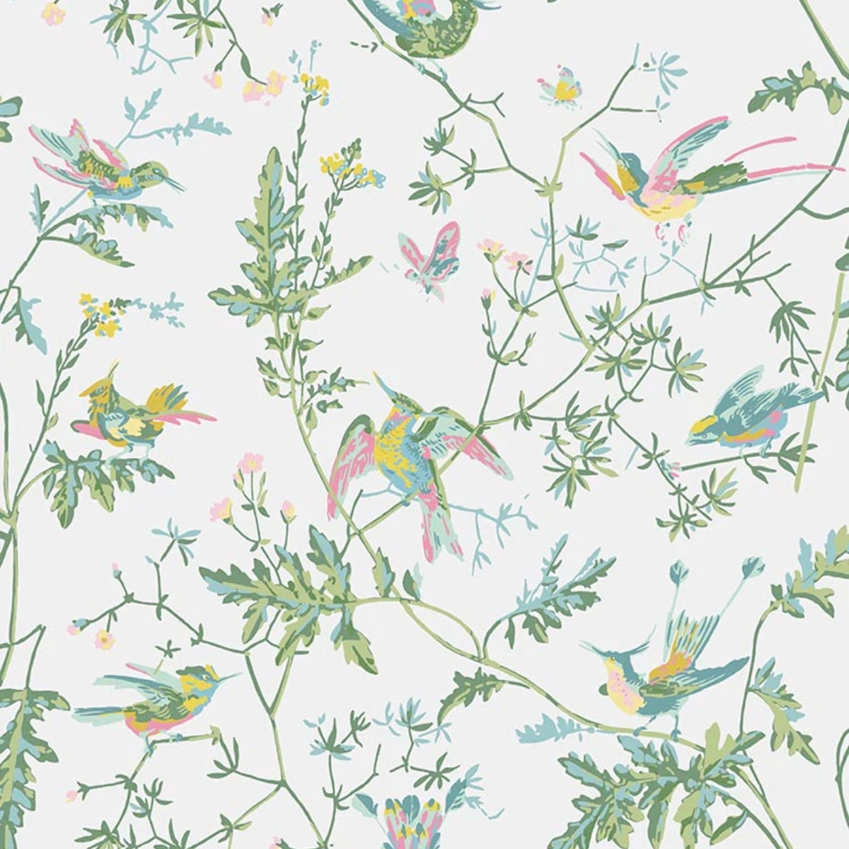 Cole &amp; Son &#39; Hummingbirds - Green &amp; Pink&#39; Wallpaper