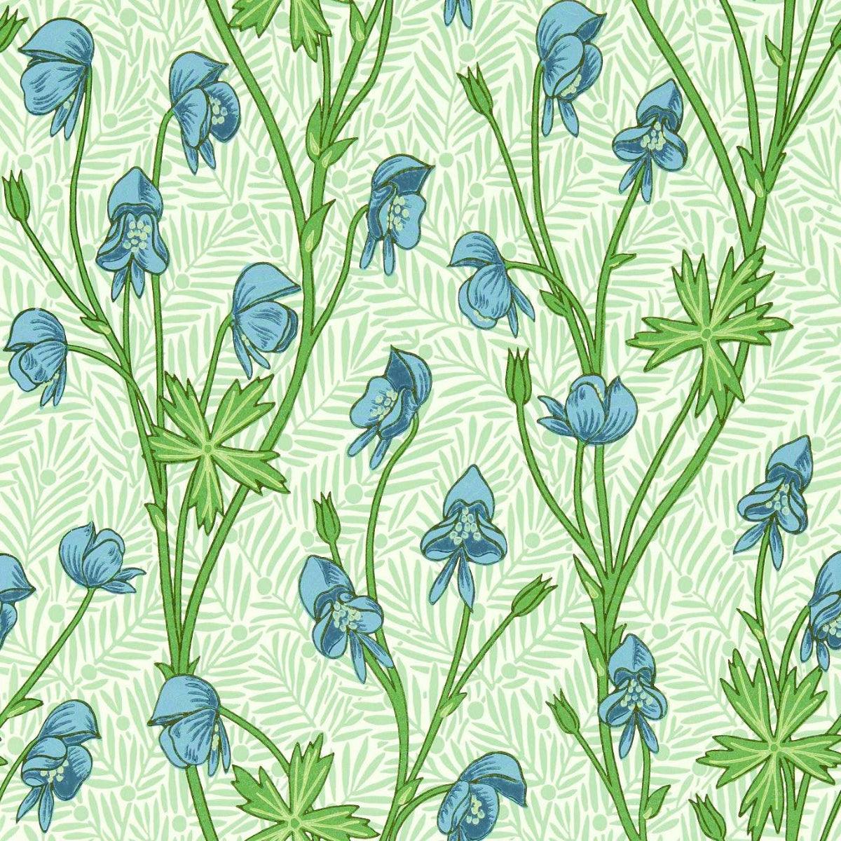 Morris &amp; Co &#39;Monkshood - Cobalt/Goblin Green&#39; Wallpaper