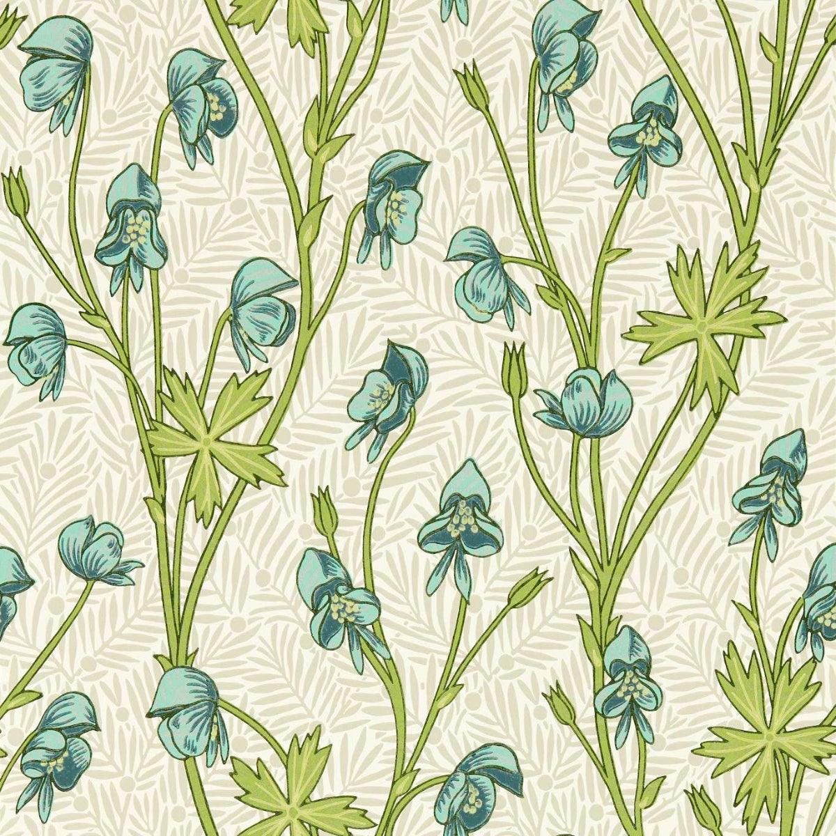 Morris &amp; Co &#39;Monkshood - Aqua/Peashoot&#39; Wallpaper