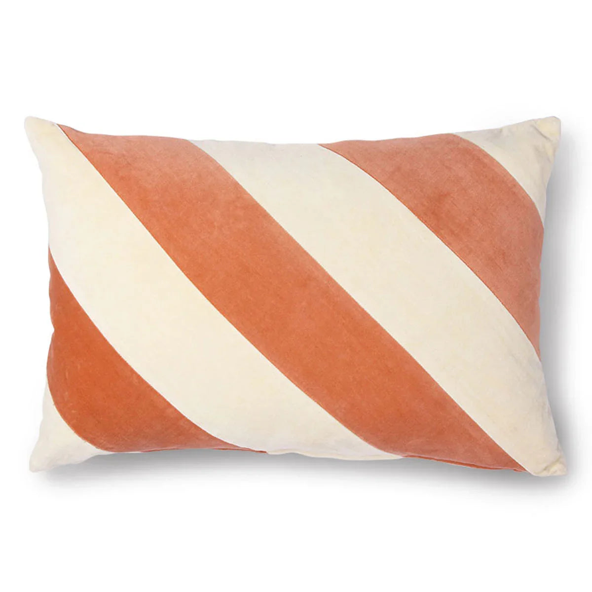 Velvet Striped Peach/Cream Cushion - HKLIVING