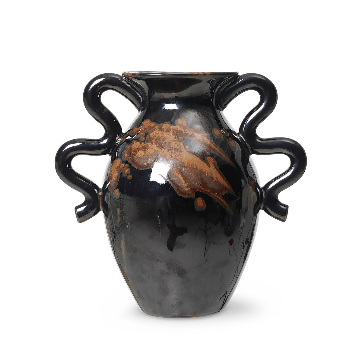 Verso Table Vase Black with a Brown Splash - ferm LIVING
