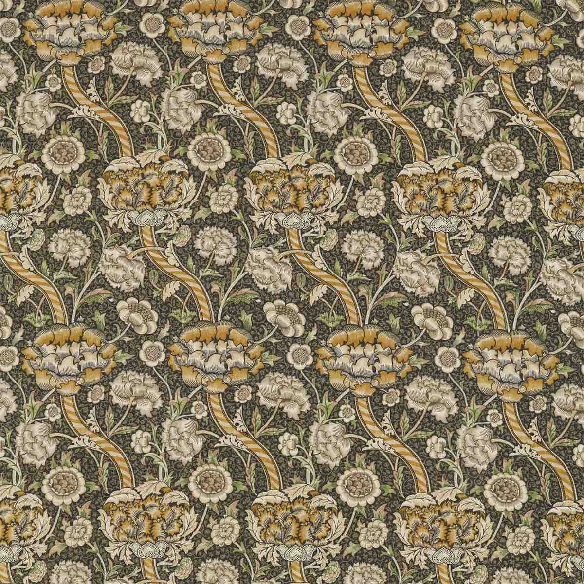 Morris &amp; Co &#39;Wandle - Charcoal/Mustard&#39; Fabric