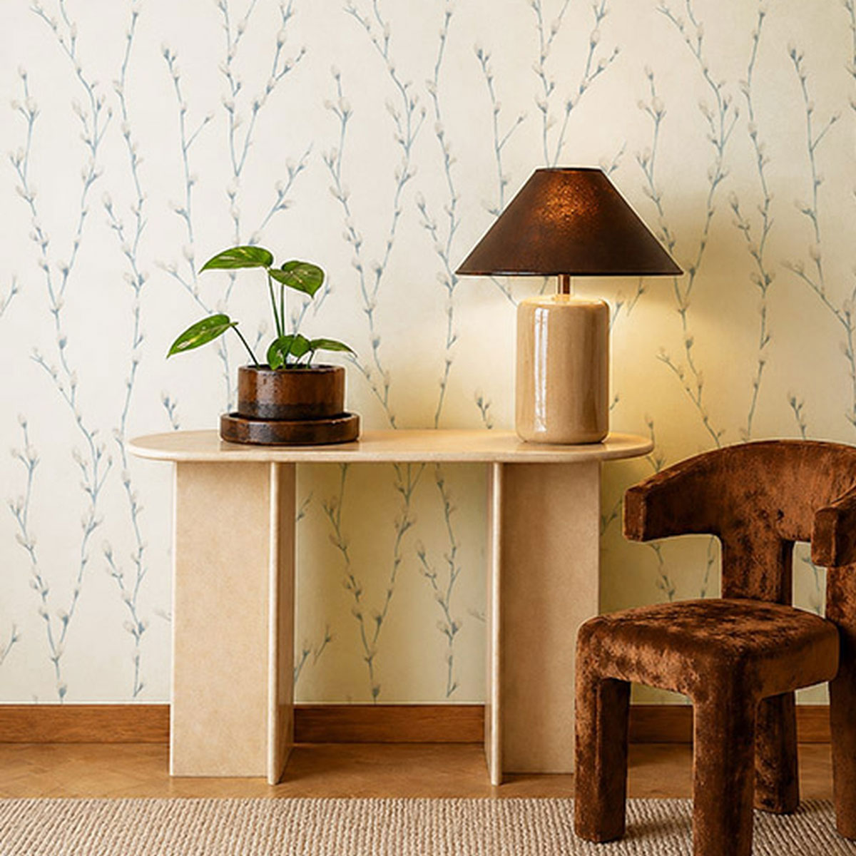 Harlequin Water Salice wallpaper – Powder, room setting
