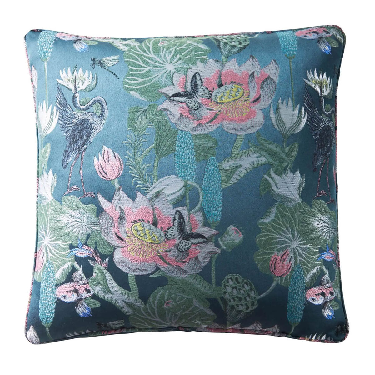 Waterlily Cushion Teal - Clarke & Clarke