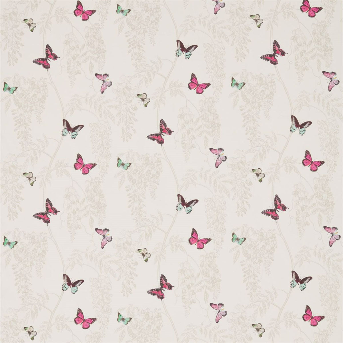 Wisteria &amp; Butterfly Fabric - Sanderson