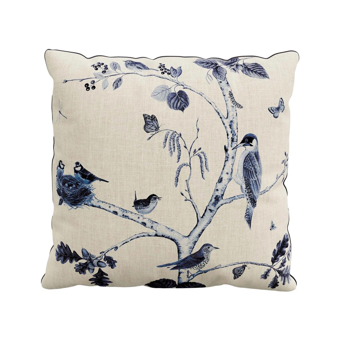 Sanderson Woodland Chorus Blue Grey Cushion