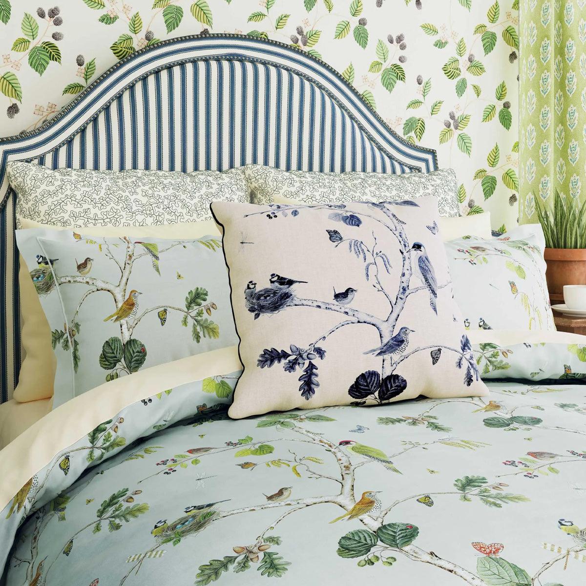 Sanderson Woodland Chorus Blue Grey Cushion