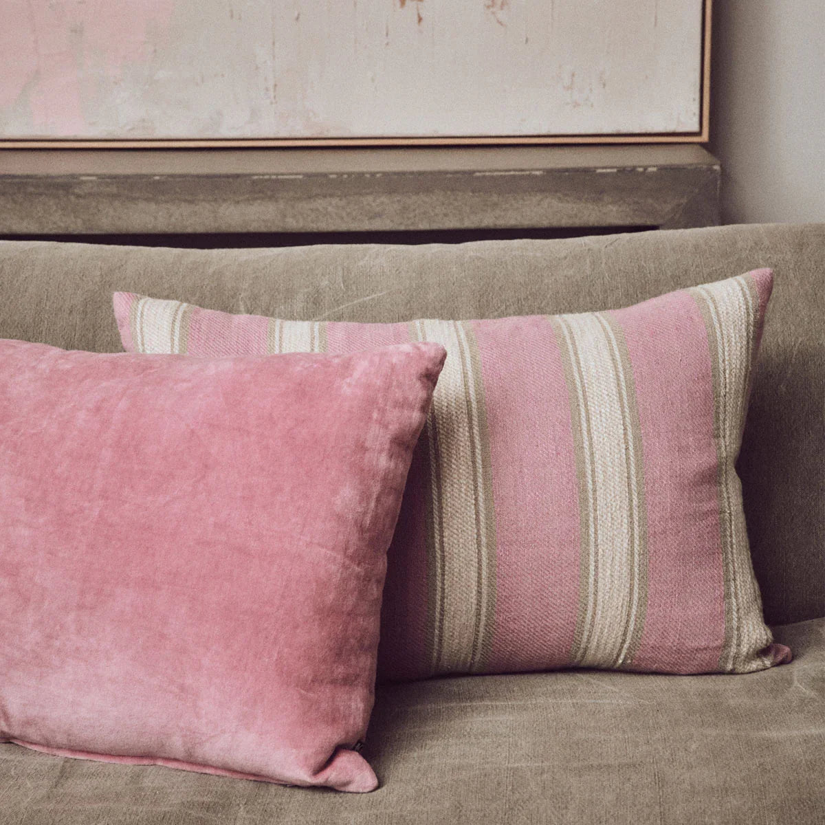 Woven Striped Blush Cushion - HKLIVING