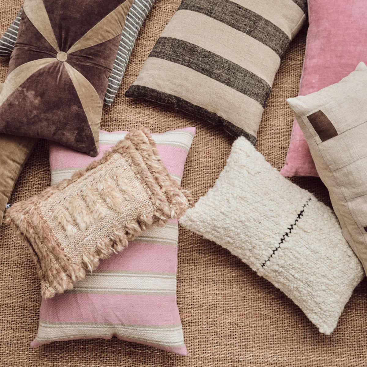 Woven Striped Blush Cushion - HKLIVING