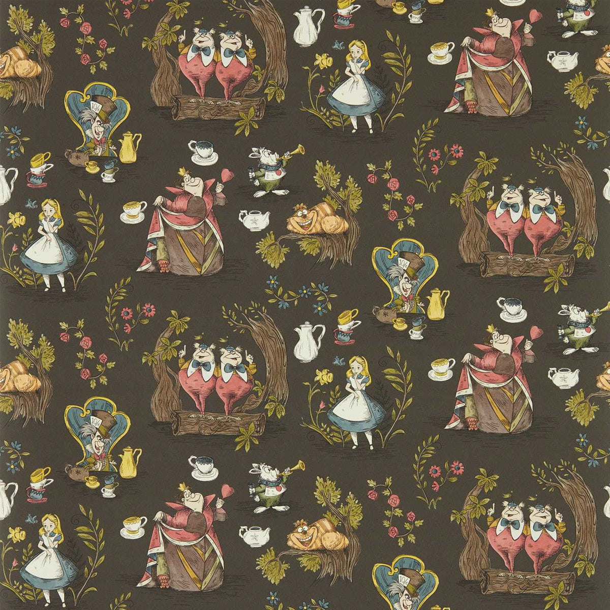 Sanderson X Disney &#39;Alice In Wonderland - Chocolate&#39; Wallpaper
