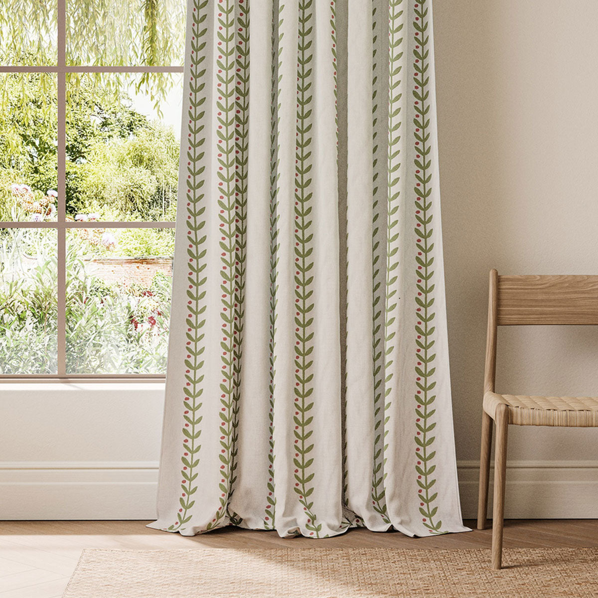 Scion Beanstalk Stripe fabric – Sage/Dusk Pink (2)