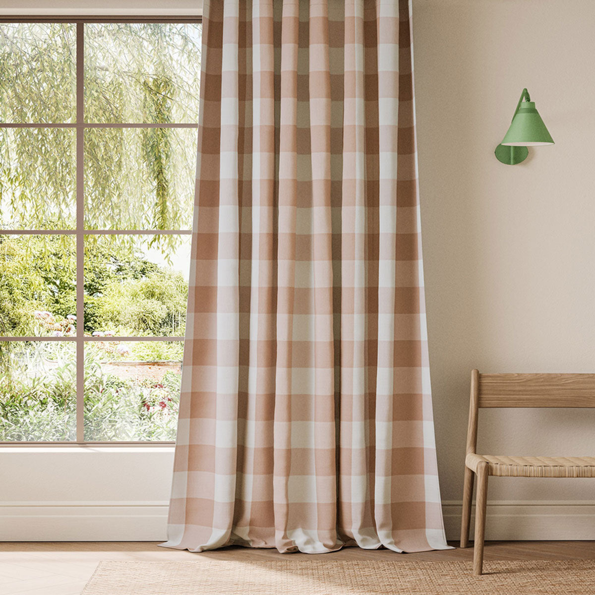 Scion Central Check fabric – Blush (1)