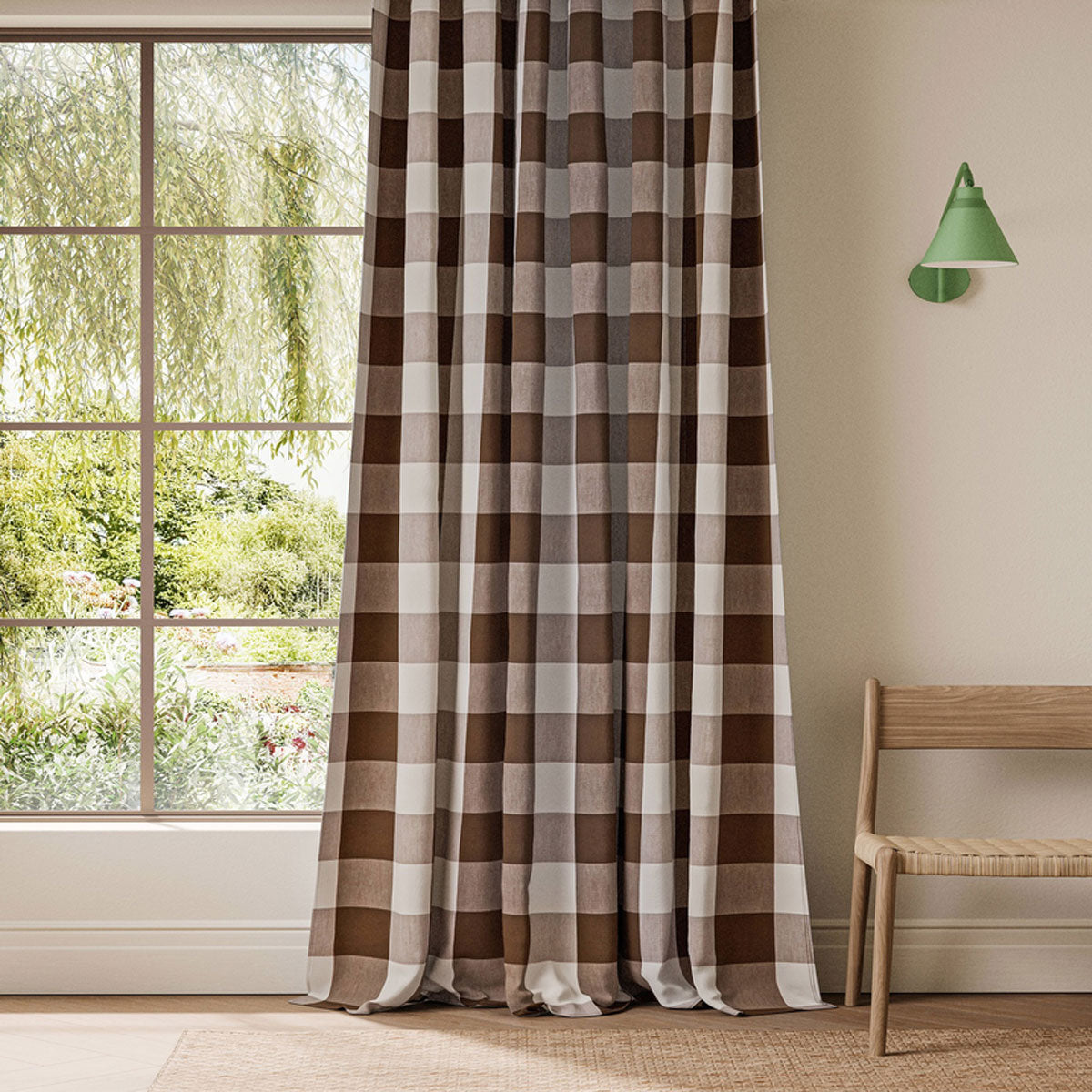 Scion Central Check fabric – Chocolate (2)