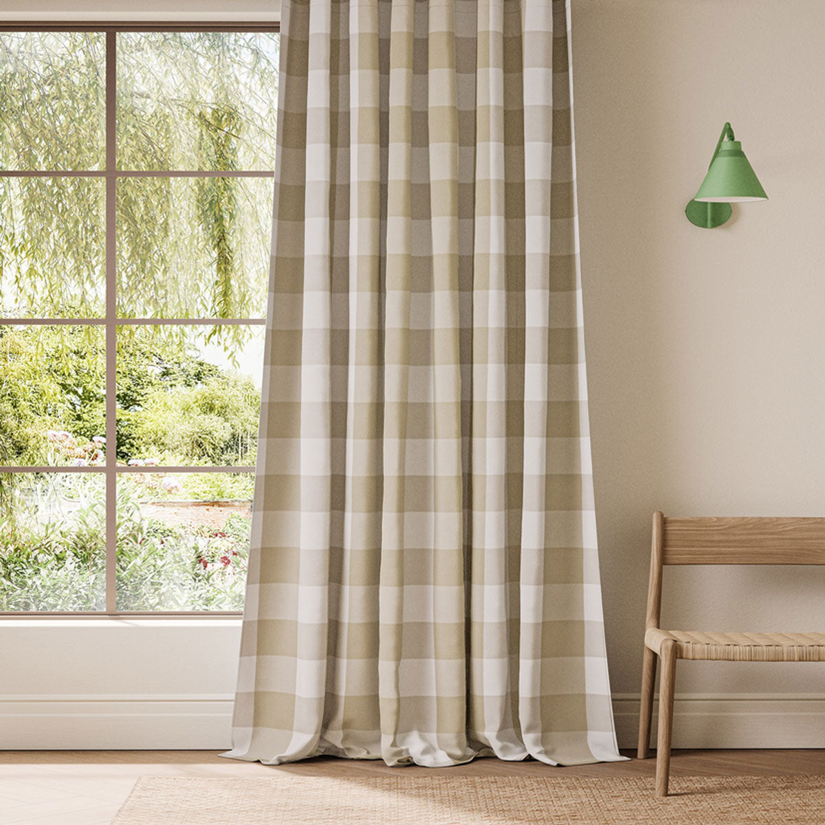 Scion Central Check fabric – Pebble (2)