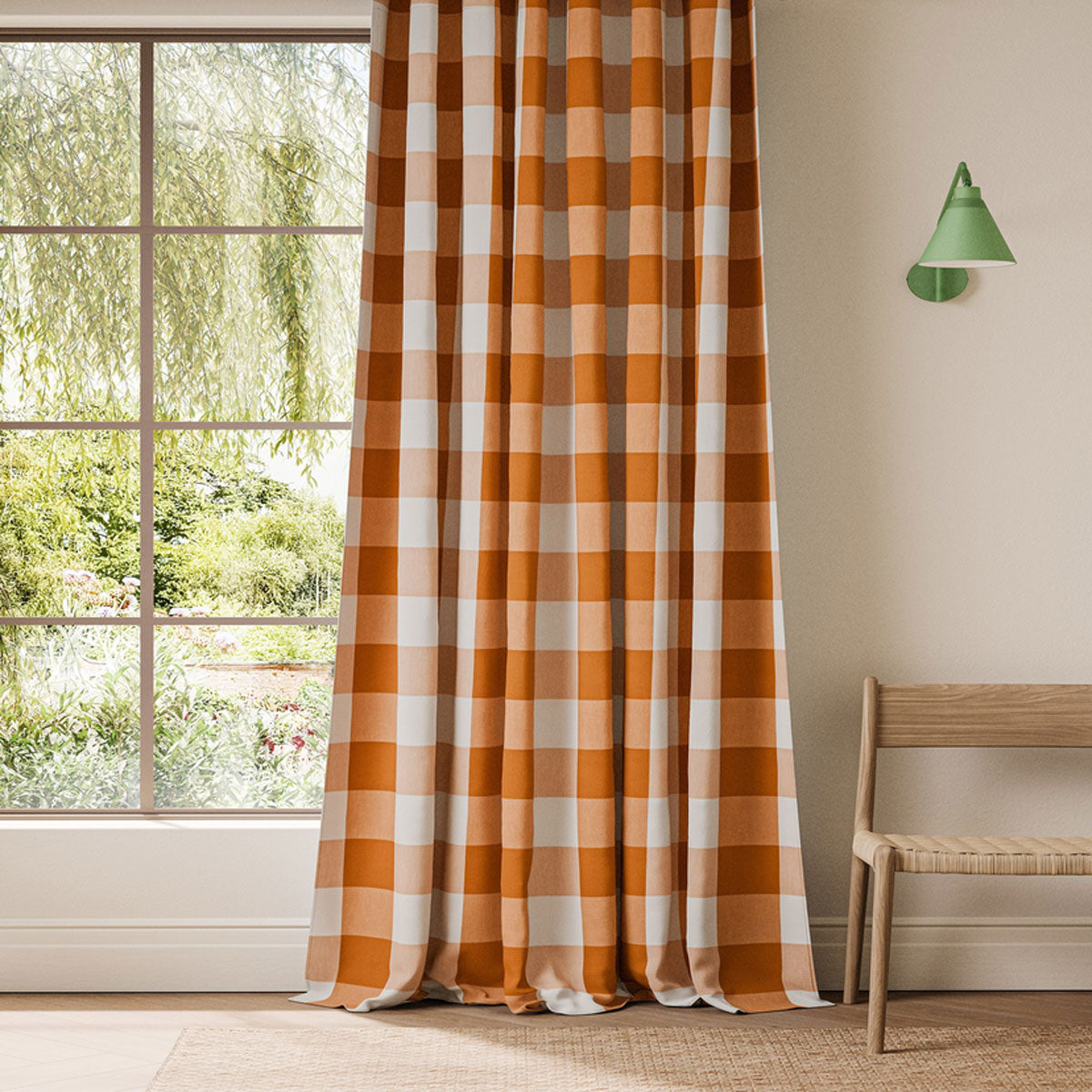 Scion Central Check fabric – Tangerine (2)