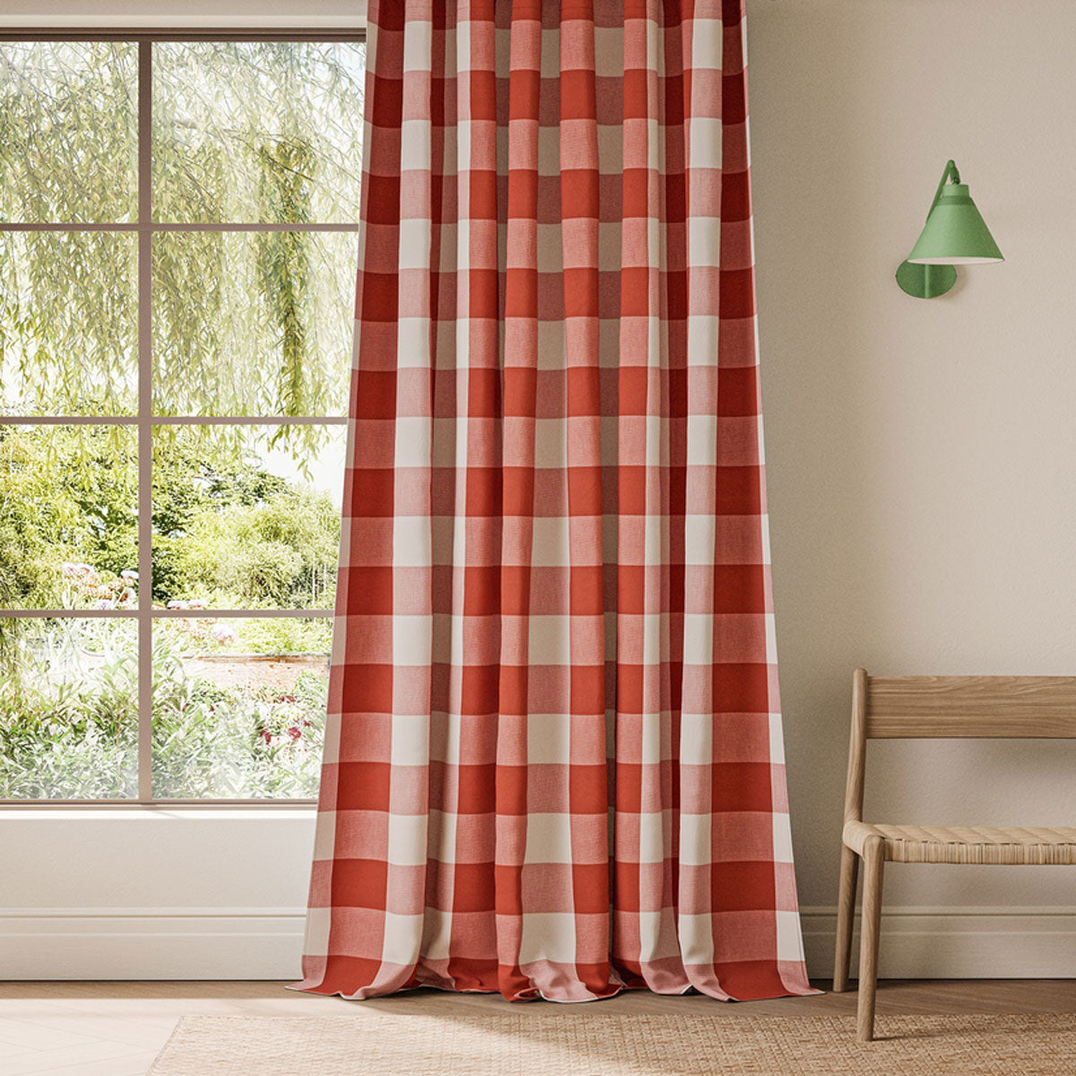 Scion Central Check fabric – Tomato (2)
