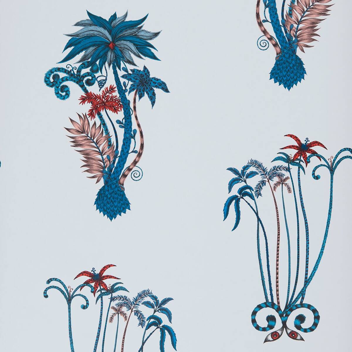 Clarke &amp; Clarke X Emma Shipley &#39;Jungle Palms - Blue&#39; Wallpaper