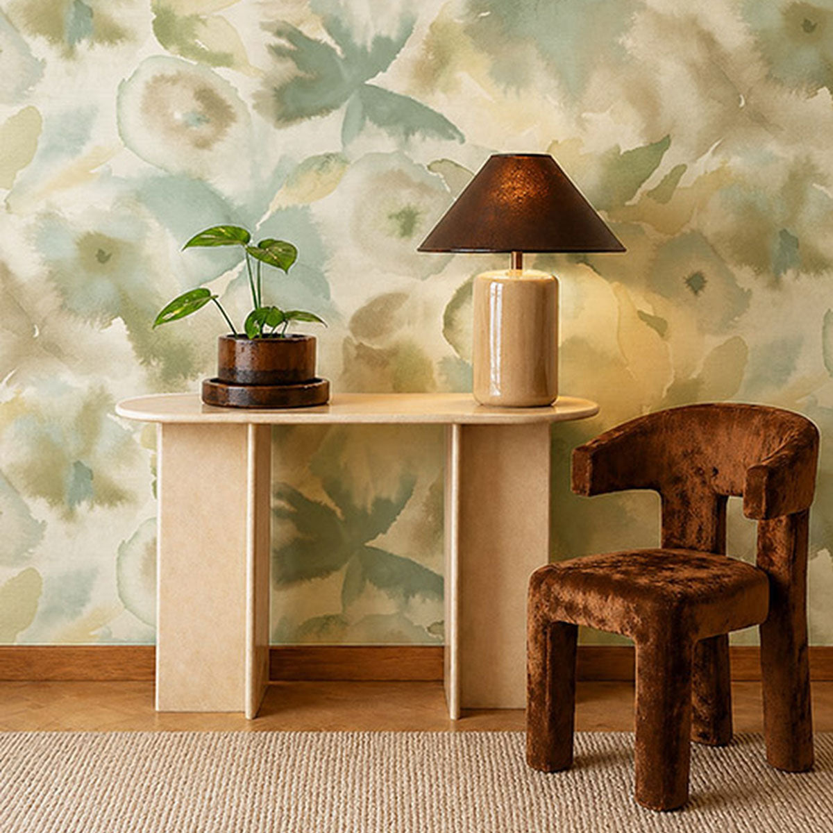 Harlequin Flores wallpaper – Aloe/Honey/Viridian (3)