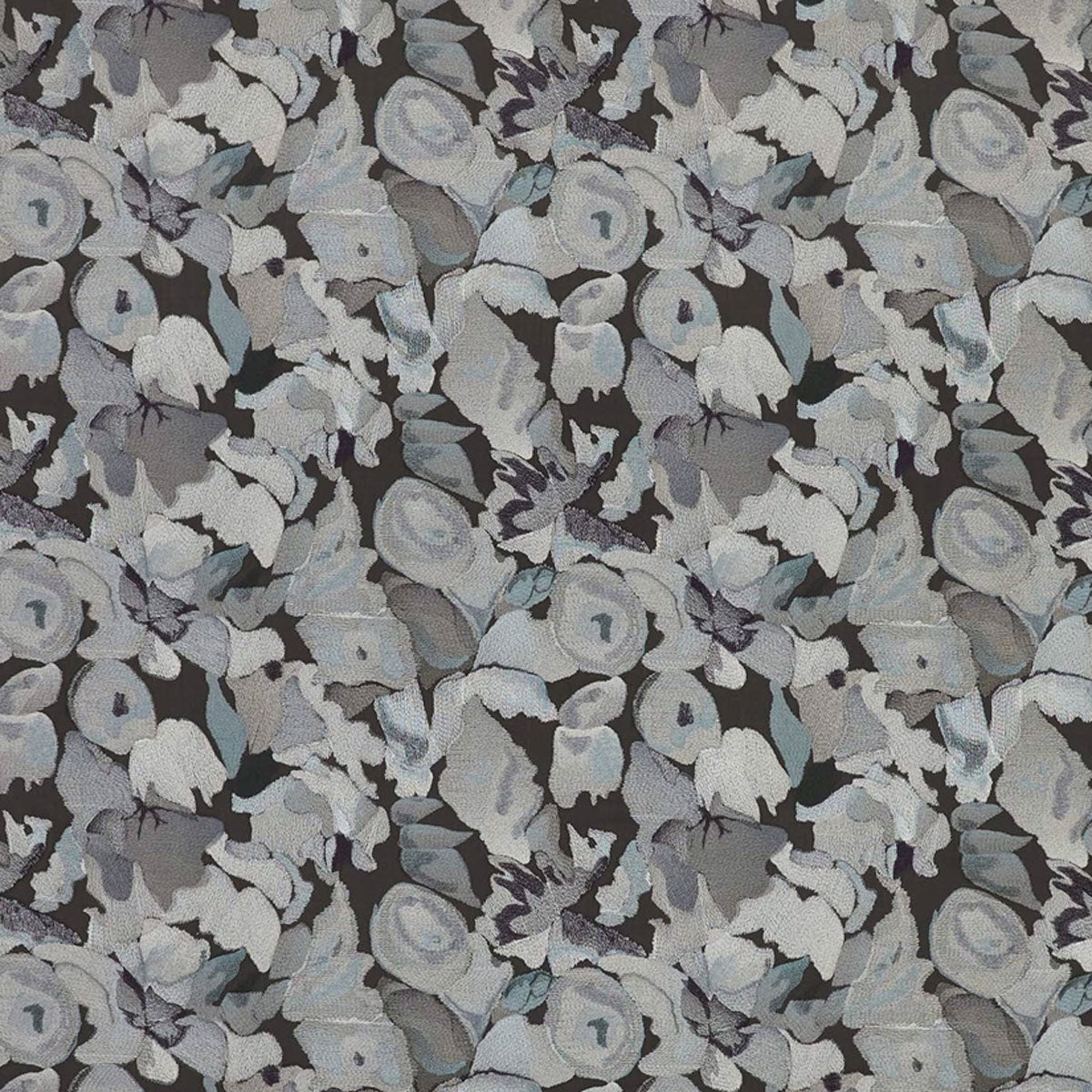 Harlequin Flores Embroidery fabric – Charcoal/Slate/Beau