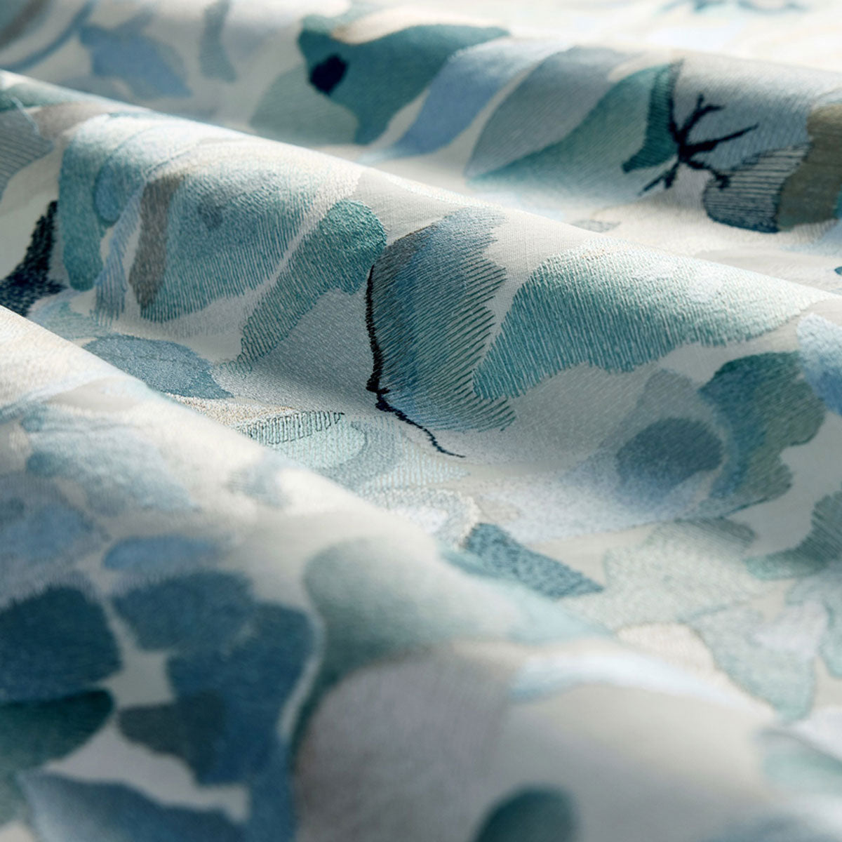 Harlequin Flores Embroidery fabric – Indigo/Sky/Pebble (2)