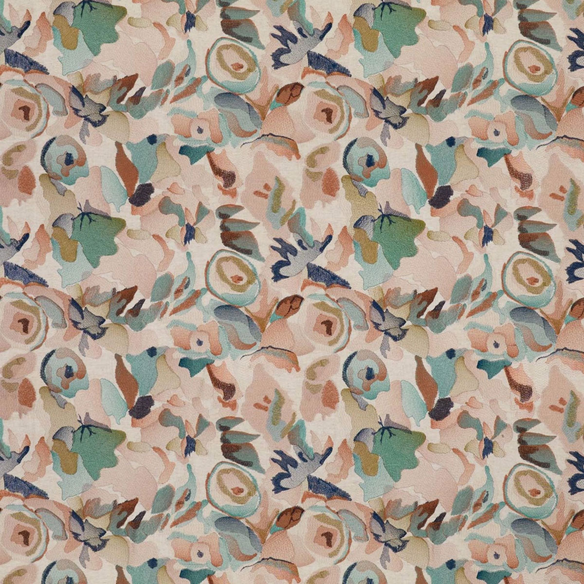 Harlequin Flores Embroidery fabric – Rust/Burgundy/Forest (1)