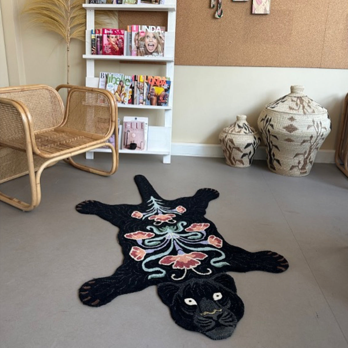Flower Black Panther Rug - Courthouse Interiors X Doing Goods Exclusive