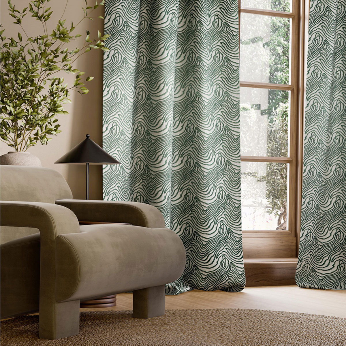 Harlequin Formation Embroidery fabric – Eucalyptus (3)