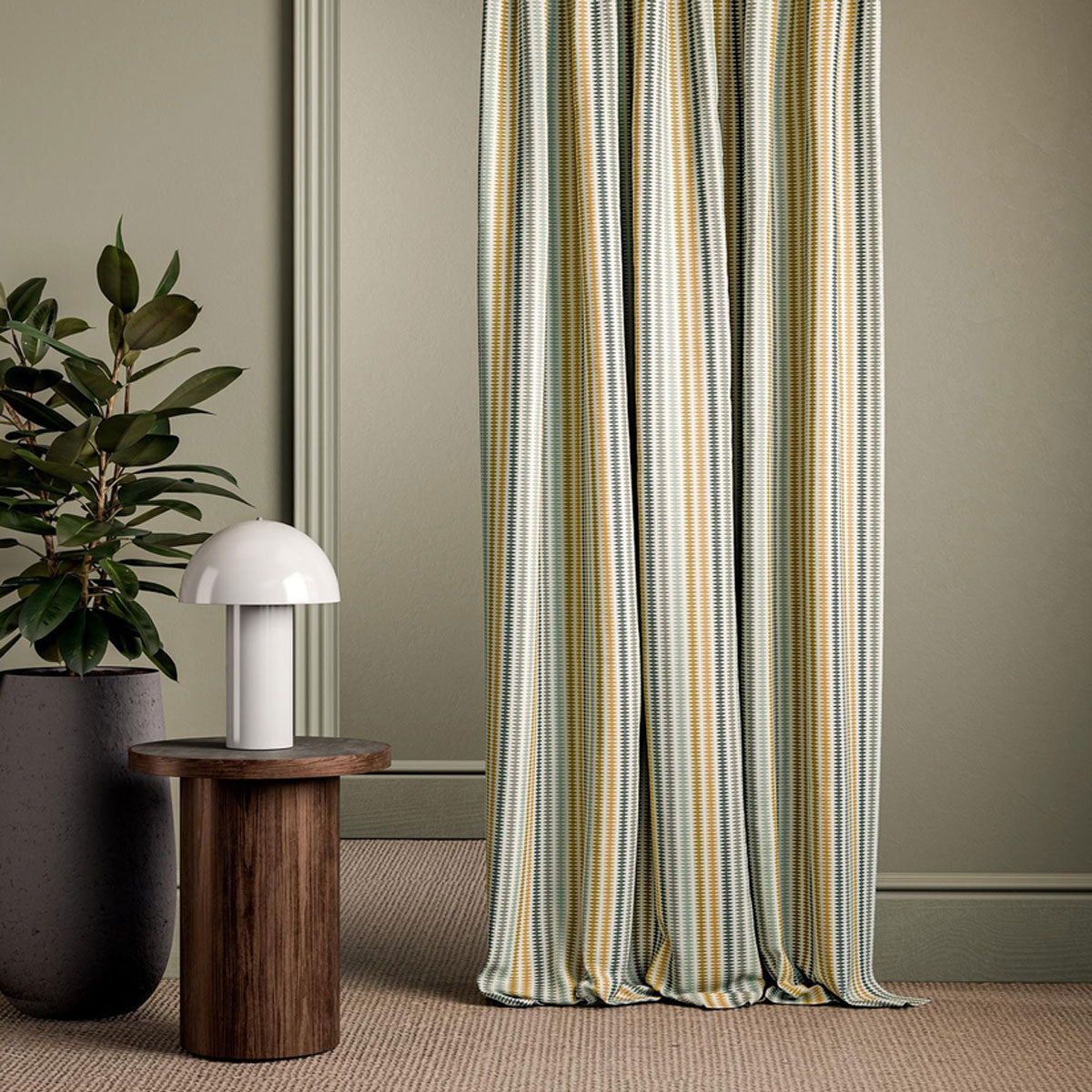 Clarke & Clarke Grove Stripe fabric – Forest/Mustard/Sage (4)