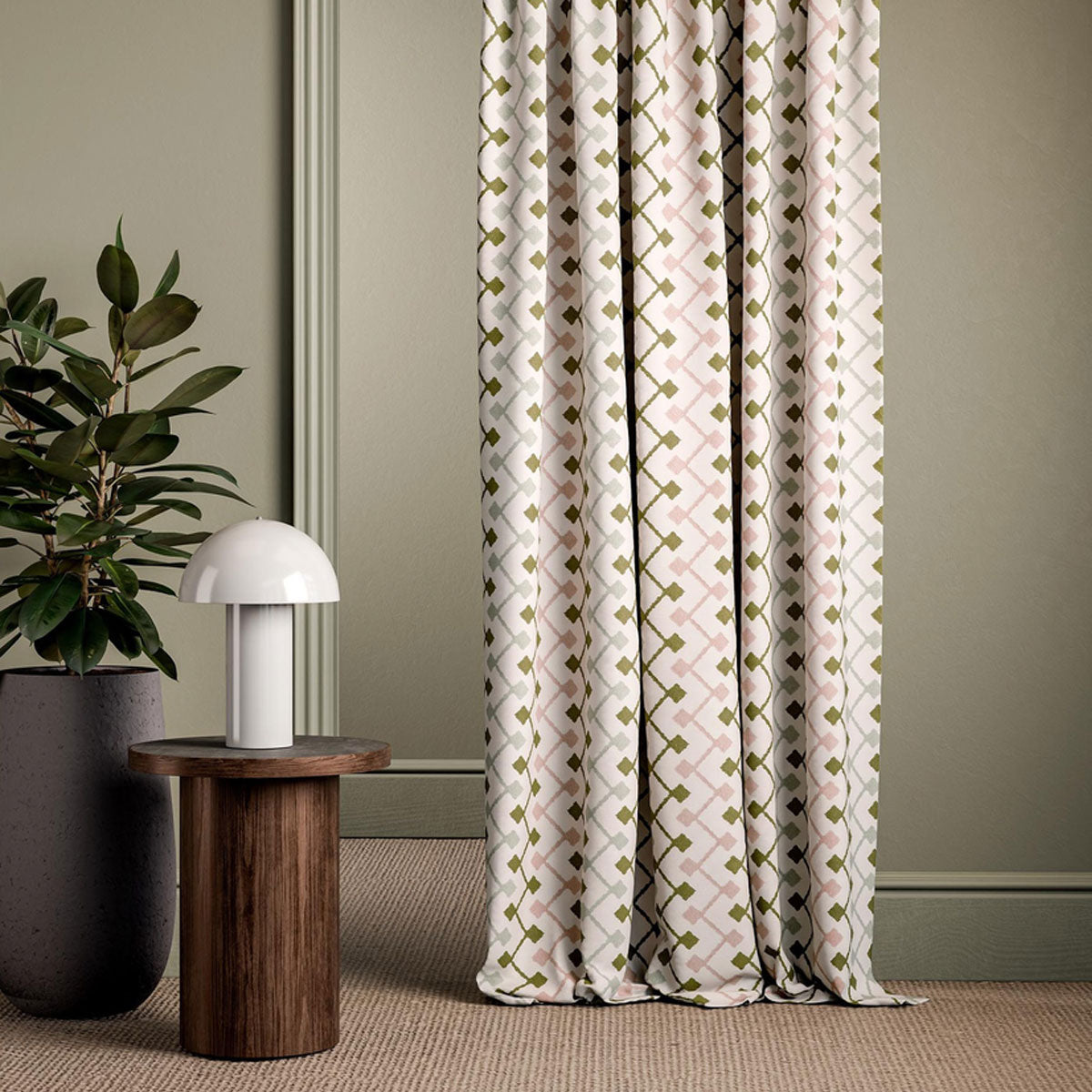 Clarke & Clarke Hemlock fabric – Olive/Blush (3)