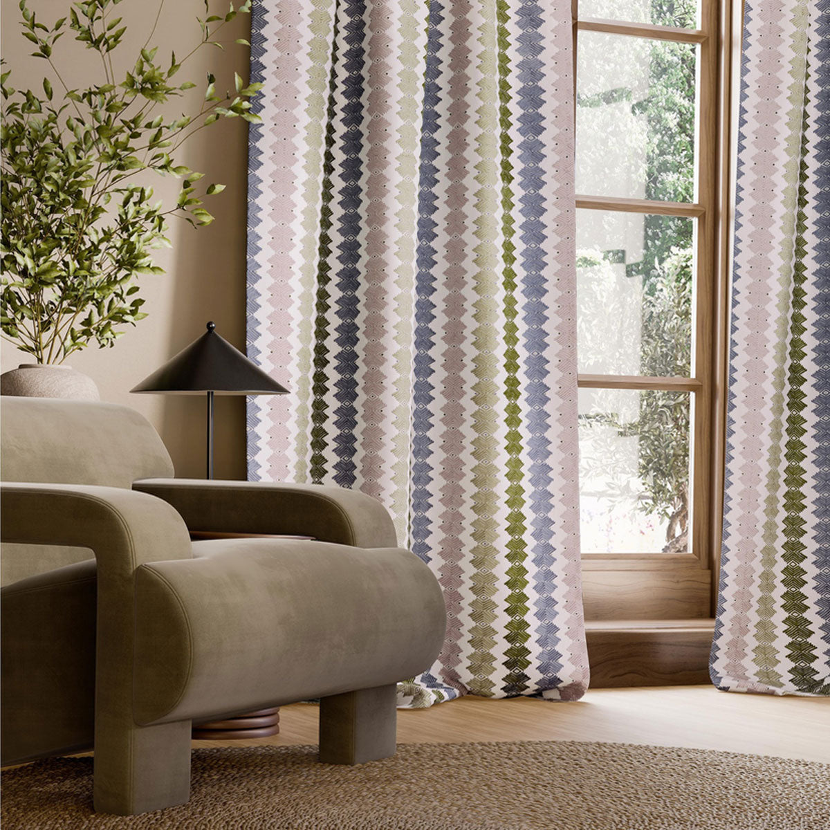 Harlequin Kalimba fabric – Heather/Positano/Olive (3)