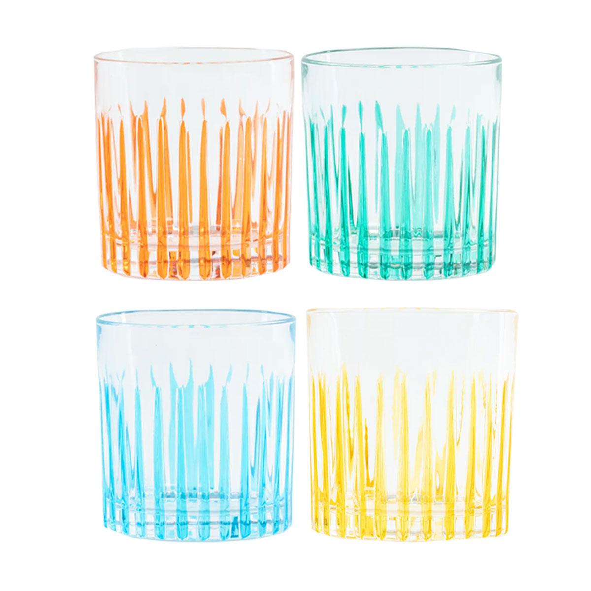 Set of Four Coloured Hand Made Murano Crystal Glasses - Les Ottomans