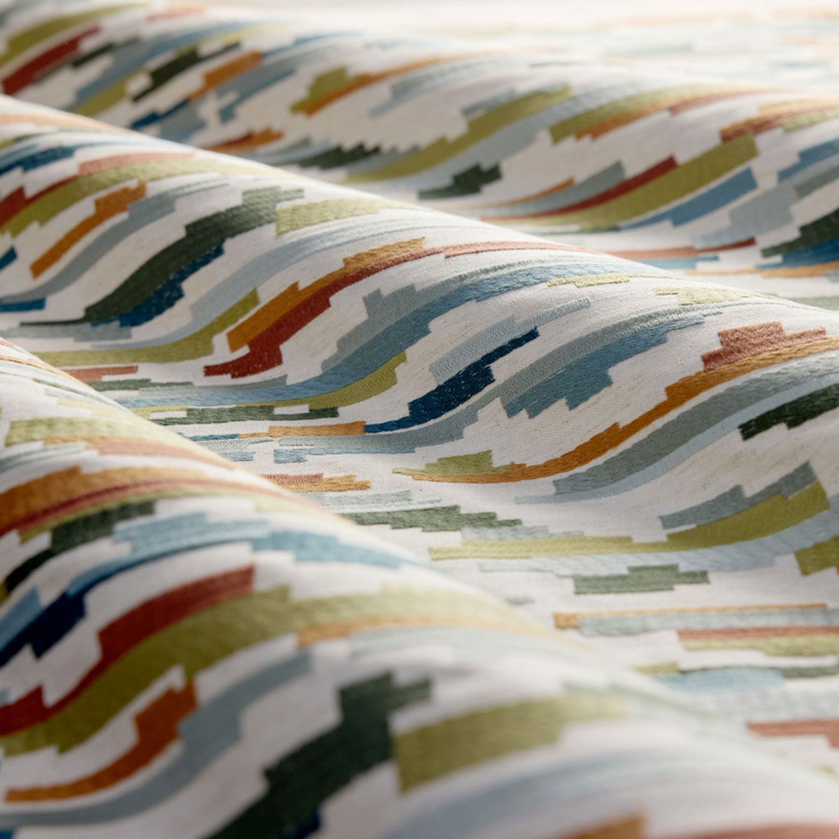 Harlequin Nuru Embroidery fabric – Rosewood/Limpet/Aloe (2)