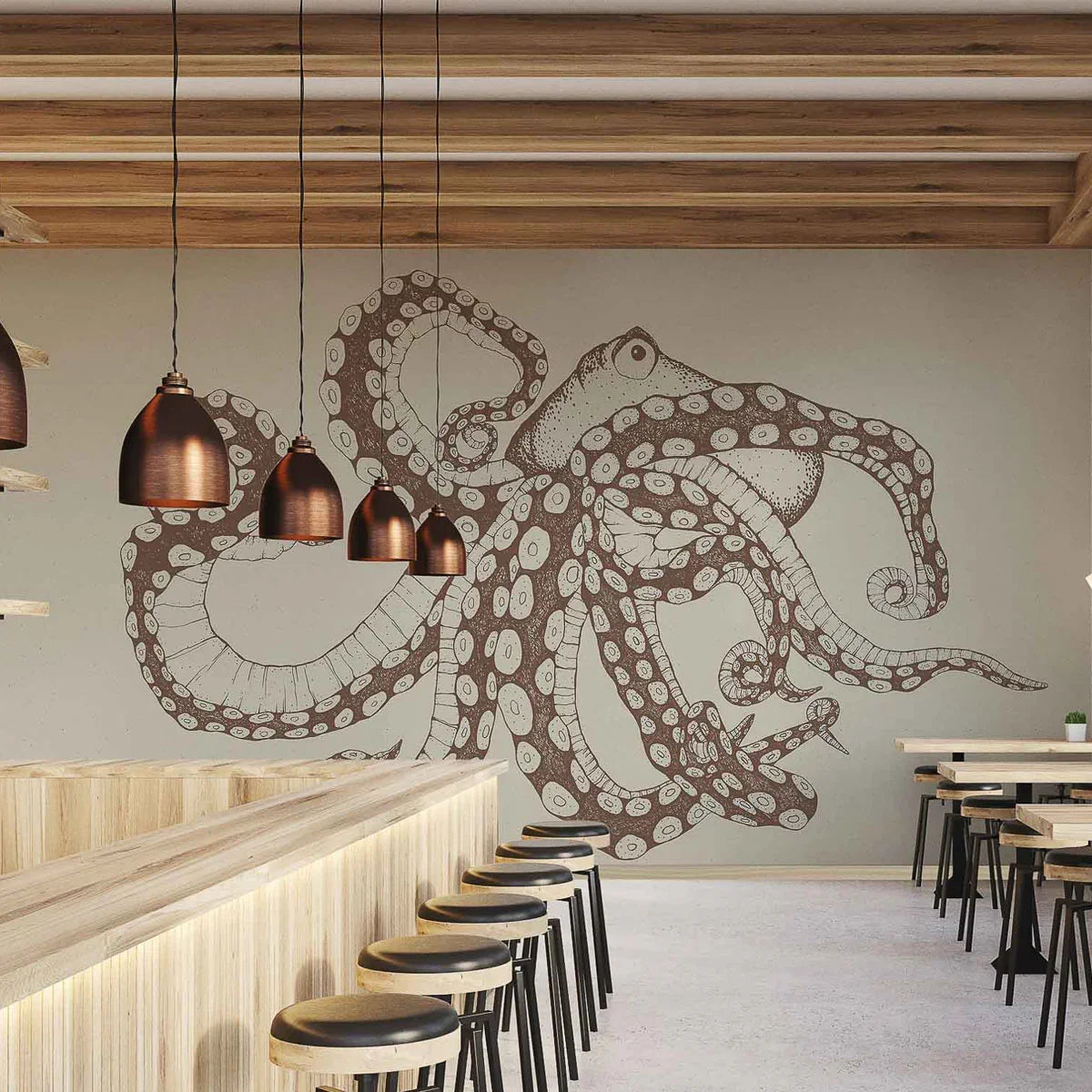 Octopus XRay Mural Wallpaper - Coordonne