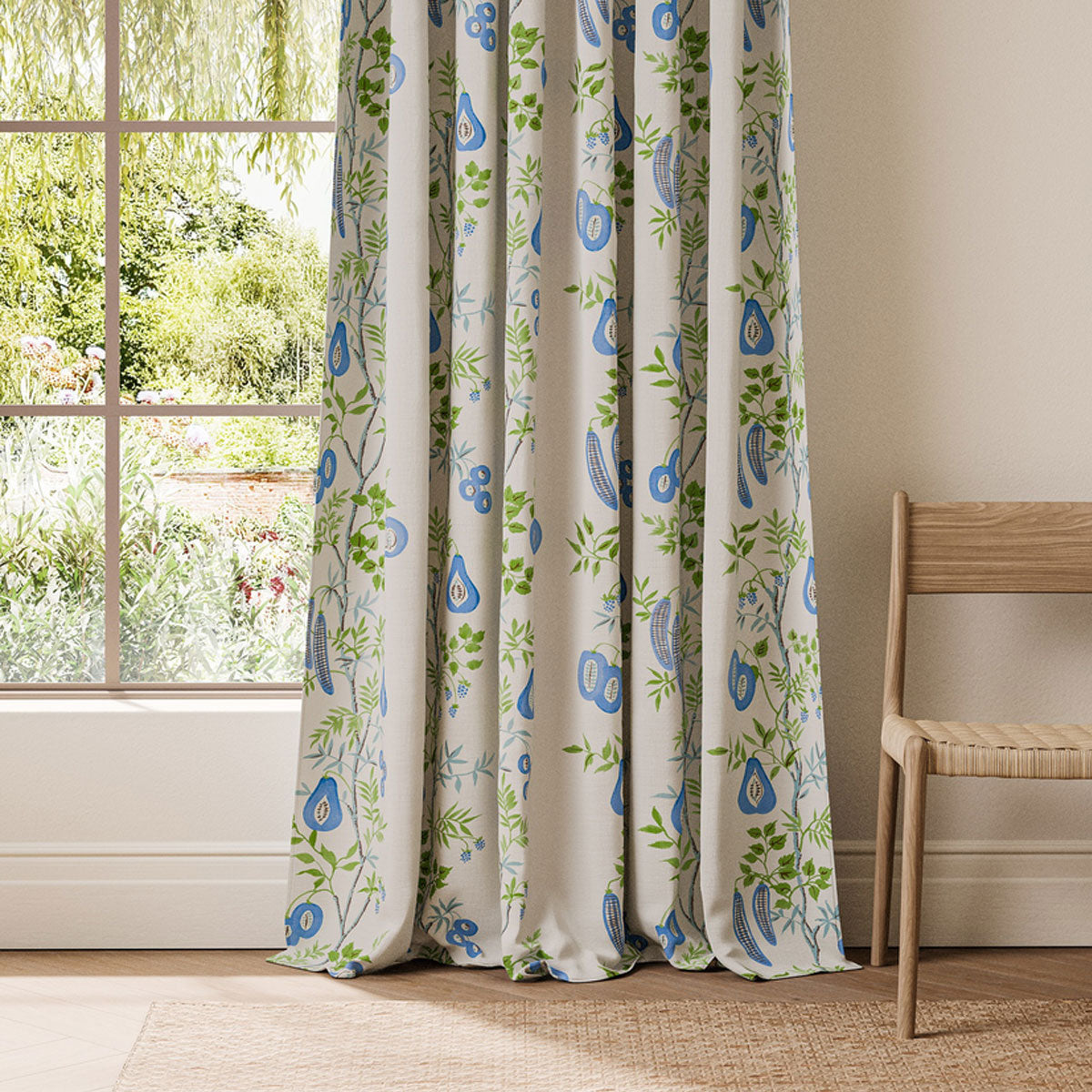 Scion On The Vine fabric – Cornflower/Kelly Green (3)