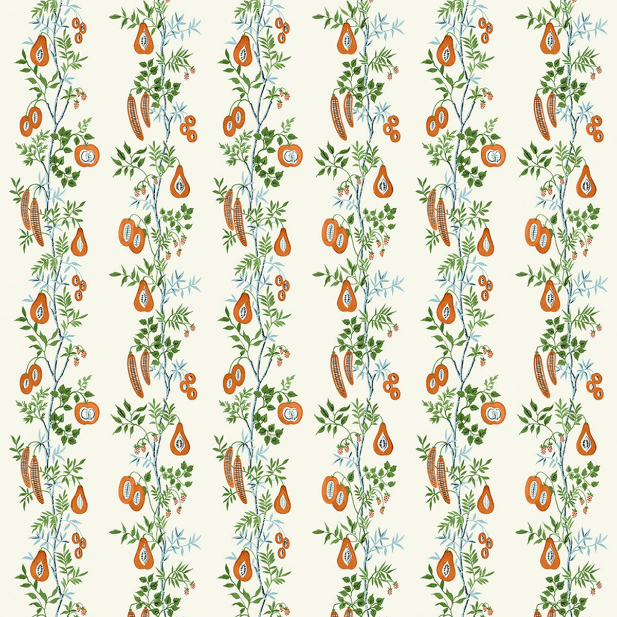 Scion On The Vine fabric – Tangerine/Kelly Green (1)