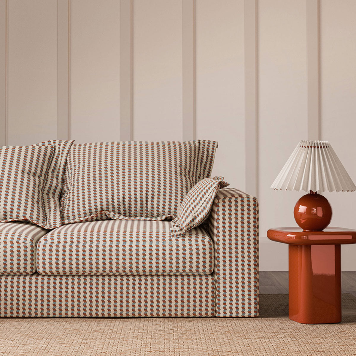 Scion Stack fabric – Tangerine/Cornflower (2)