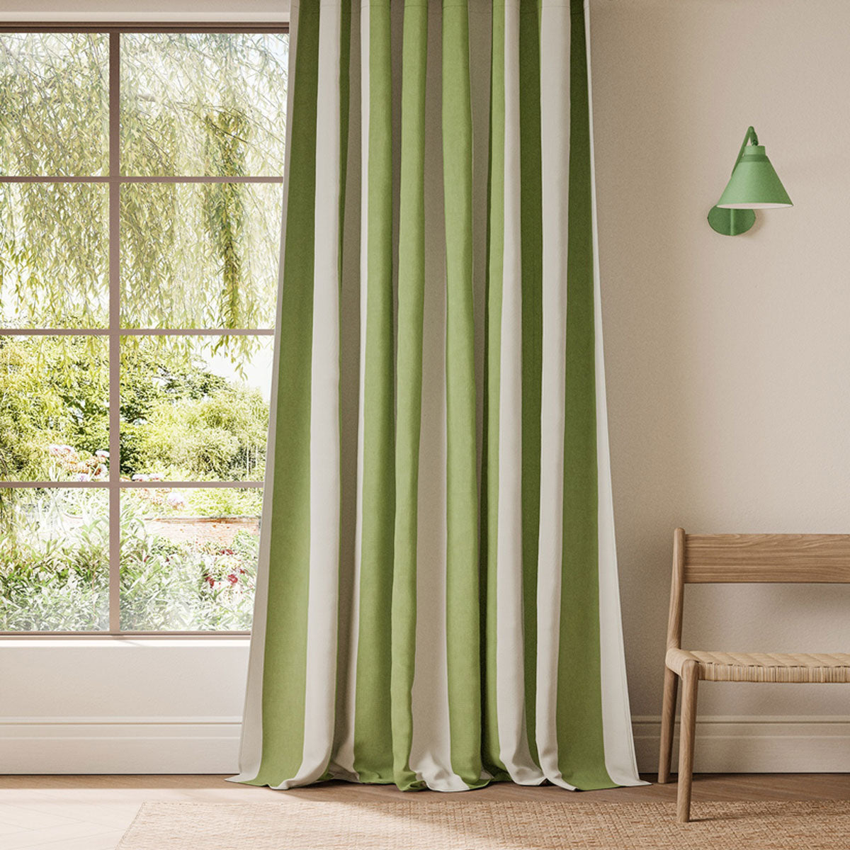 Scion Central Stripe fabric – Pea Green/Kelly Green (2)