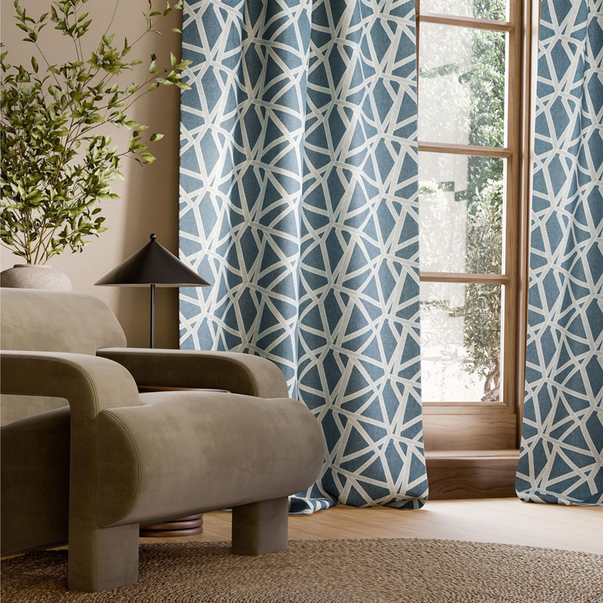 Harlequin Sumi Embroidery fabric – Pacific (3)