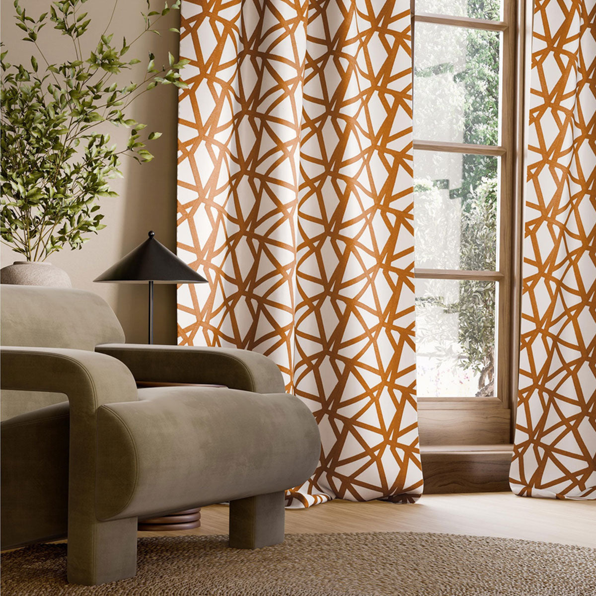 Harlequin Sumi Embroidery fabric – Terracotta (3)