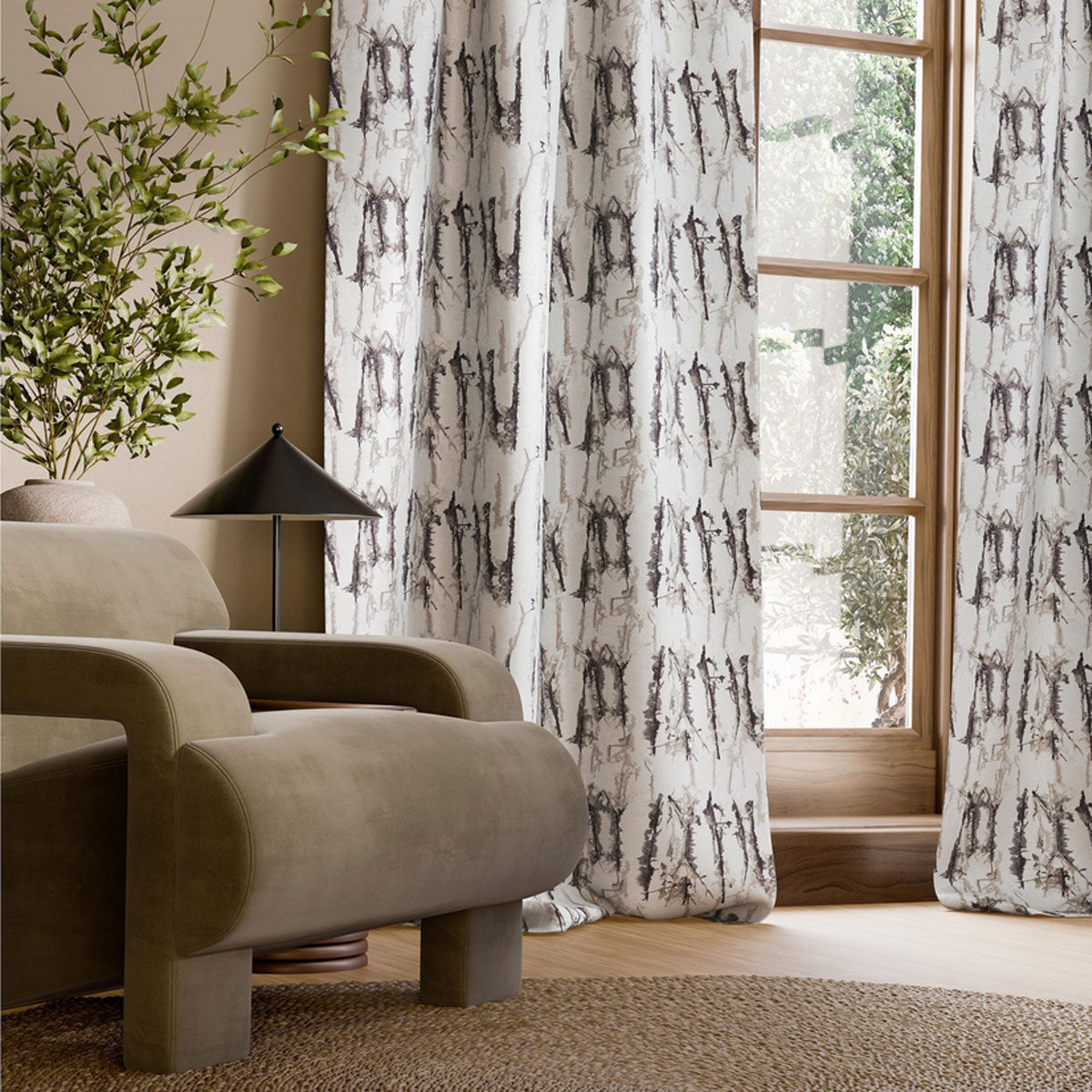 Harlequin Takara Embroidery fabric – Steel/Chalk (3)