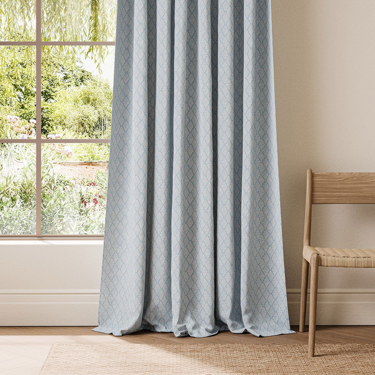 Scion Triangle Trellis fabric – Coast Blue (2)